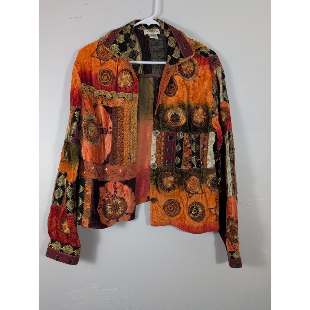Sandy Starkman Vintage Retro Smallâ Crochet Beaded Button Jacket Vintage Boho